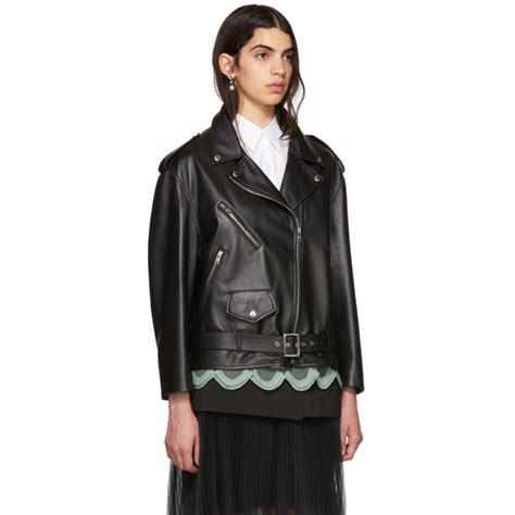 prada motorcycle concole|Black Leather Biker Jacket .